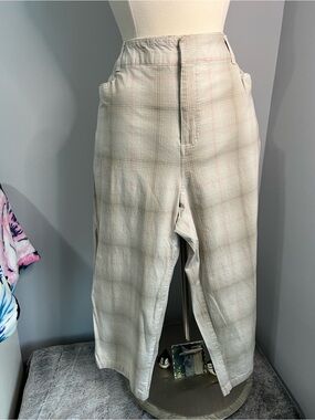 Cherokee Size 18W Multicolor Plaid Stretch Cotton Blend Capri Pants w/ Pockets